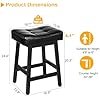 Snughome Bar Stools Set of 2, 24.4 Inch Counter Height Bar Stools for Kitchen Island, 4.1“ Thick Saddle Seats with Curved Surface, Heavy Duty Metal Base, Easy Assembly, for Cafe, Black
