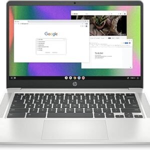 HP Chromebook 14 Laptop, Intel Celeron N4120, 4 GB RAM, 64 GB eMMC, 14" HD Display, Chrome OS, Thin Design, 4K Graphics, Long Battery Life, Ash Gray Keyboard (14a-na0226nr, 2022, Mineral Silver)