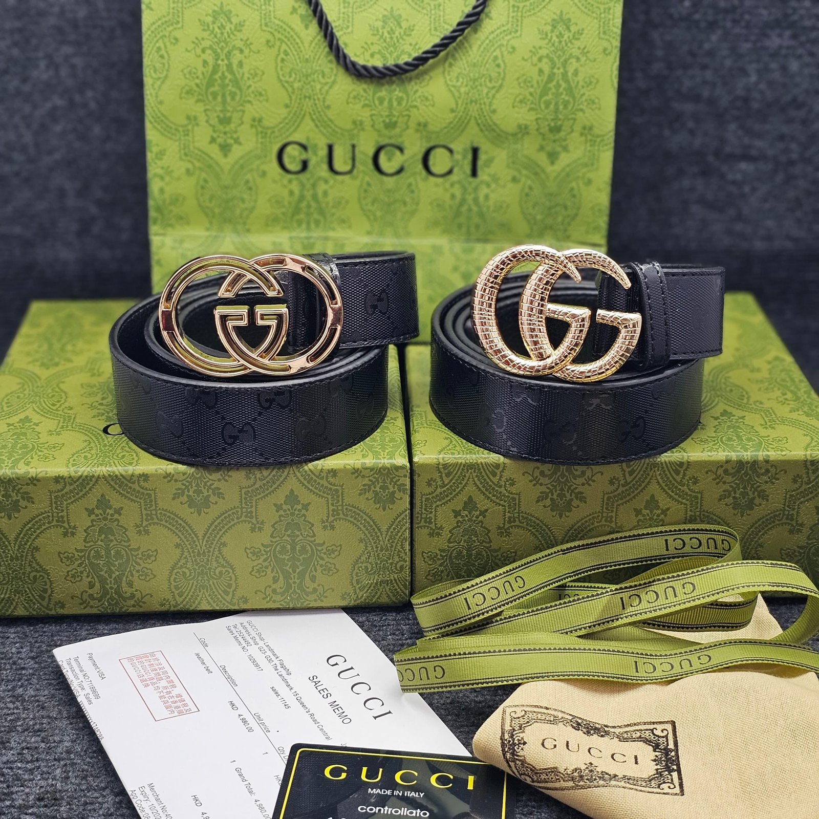 Reversible belt with Interlocking G buckle