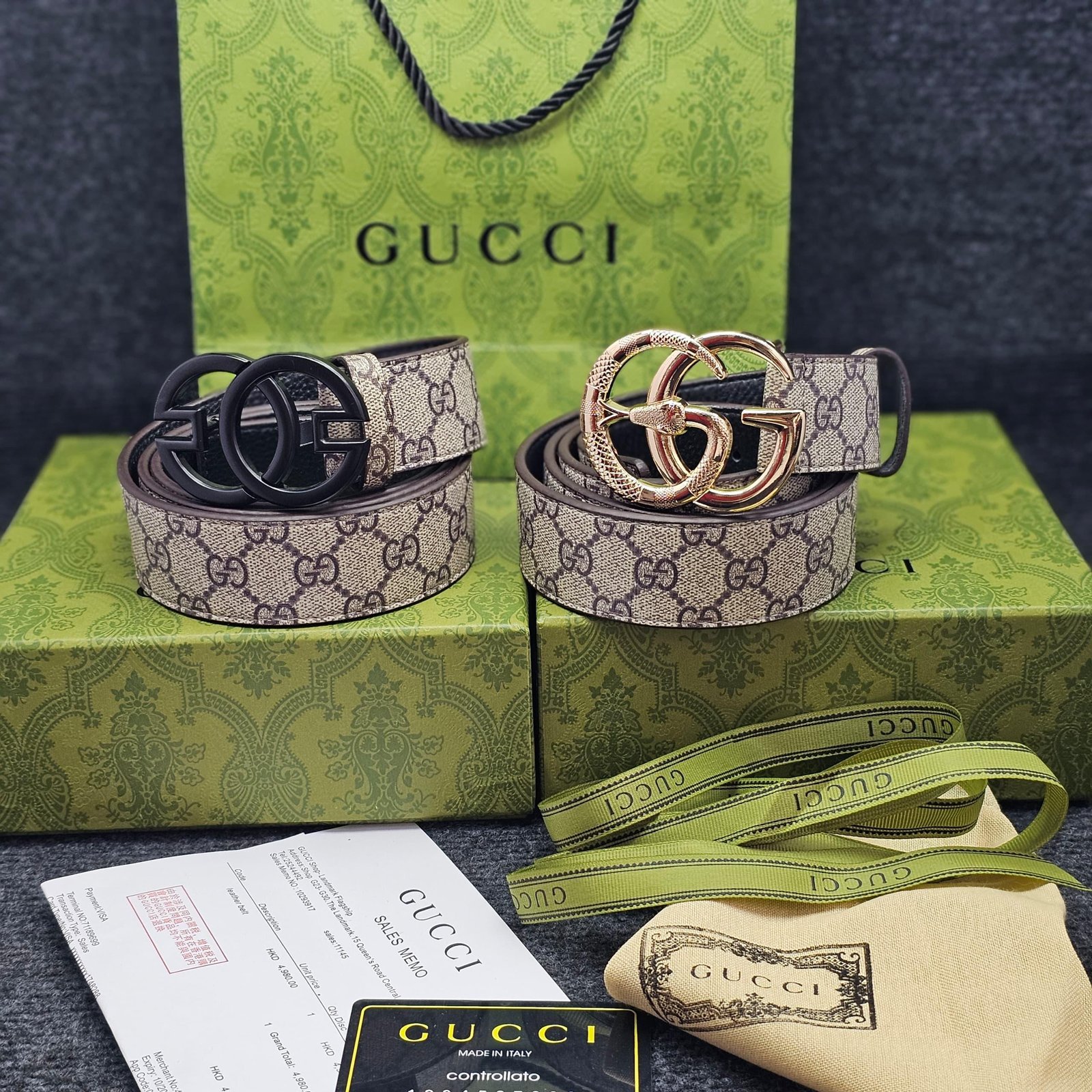 Reversible belt with Interlocking G buckle